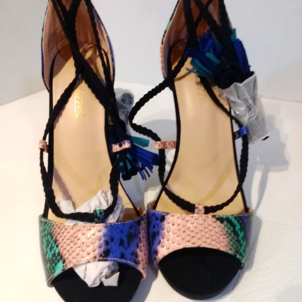 Shoe Dazzle New‎ Faux Snakeskin High Heel Sandals Sz. 8.5 - Picture 5 of 12